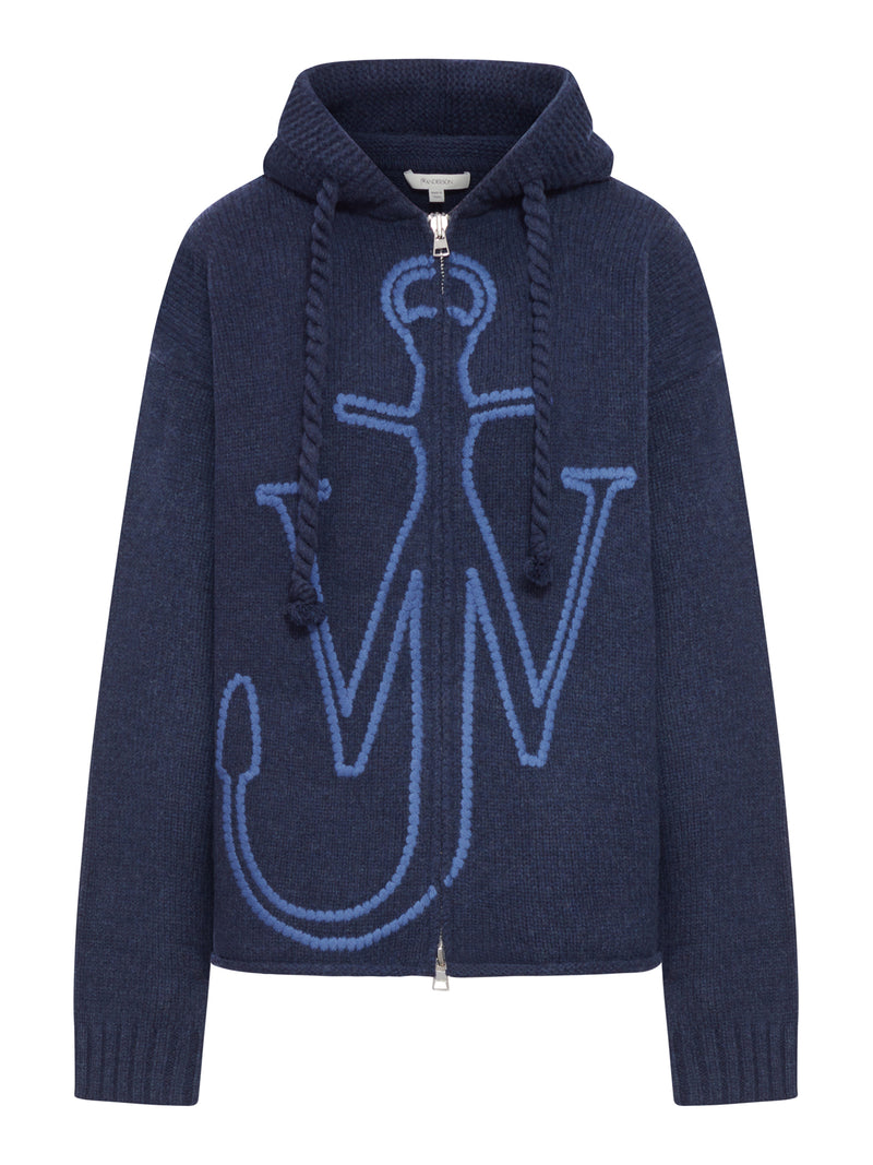 HOODIE WITH ZIP AND ANCHOR EMBROIDERY