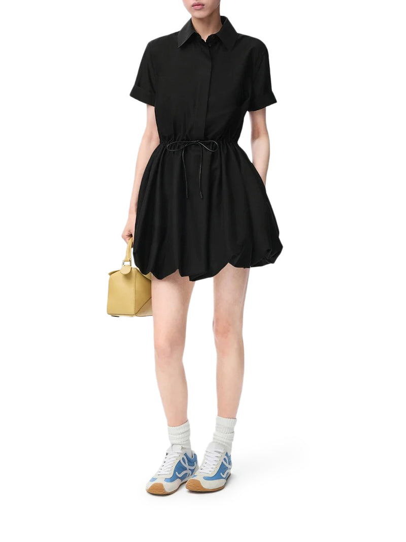 COTTON AND SILK BALLOON SKIRT DRESS