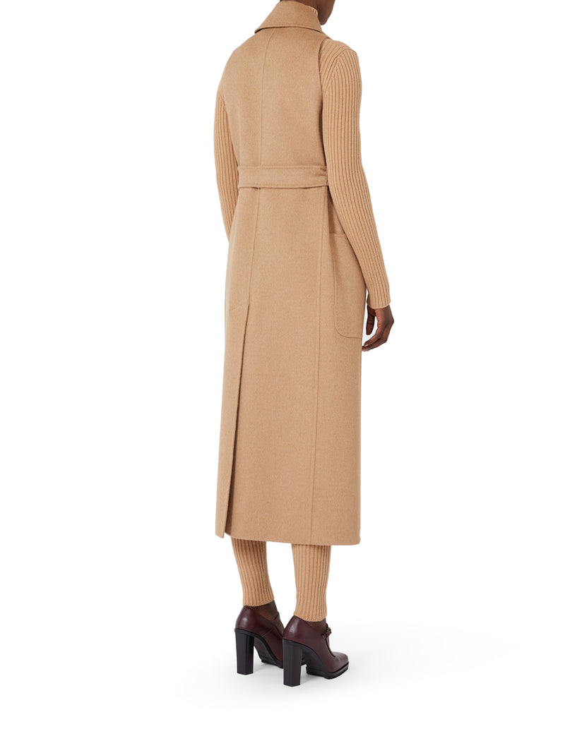 SLEEVELESS CAMEL COAT