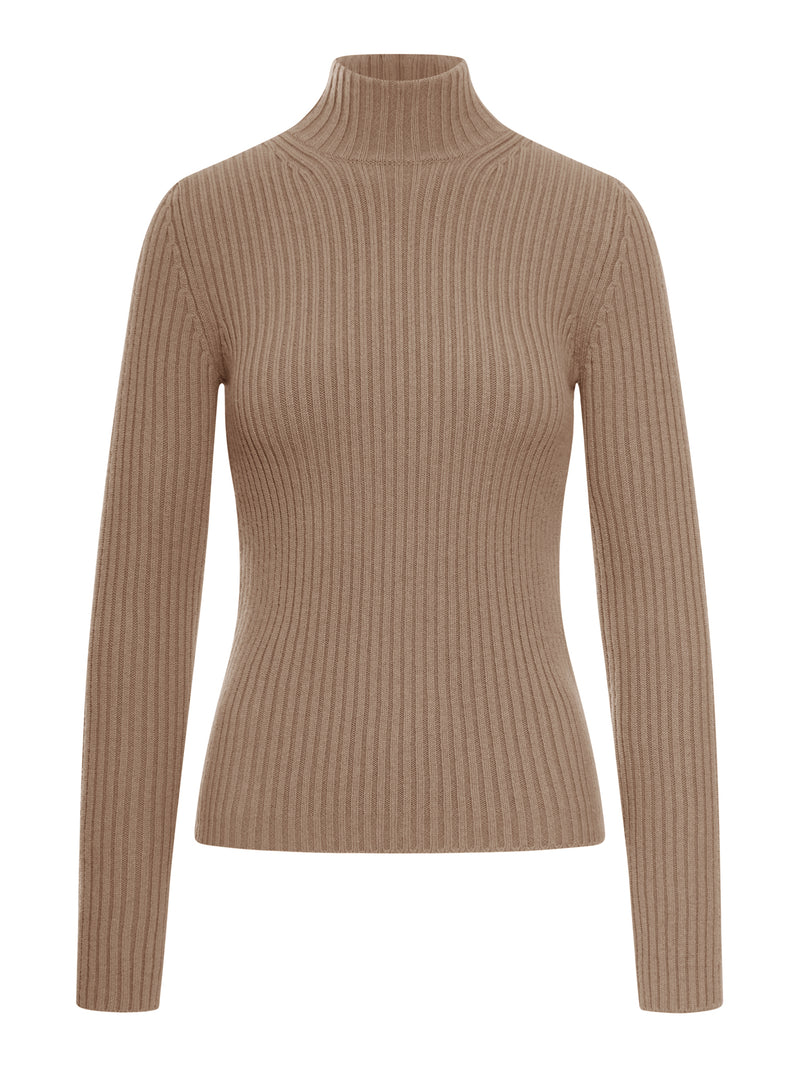 RIBBED WOOL AND CASHMERE TURTLENECK