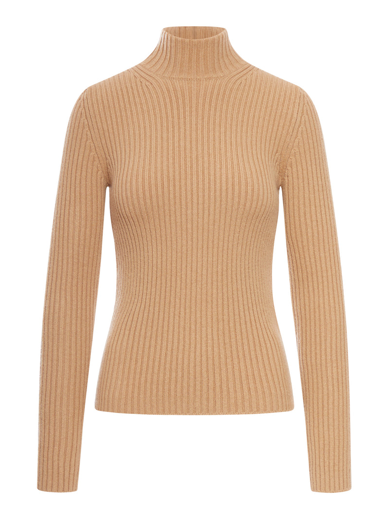 RIBBED WOOL AND CASHMERE TURTLENECK