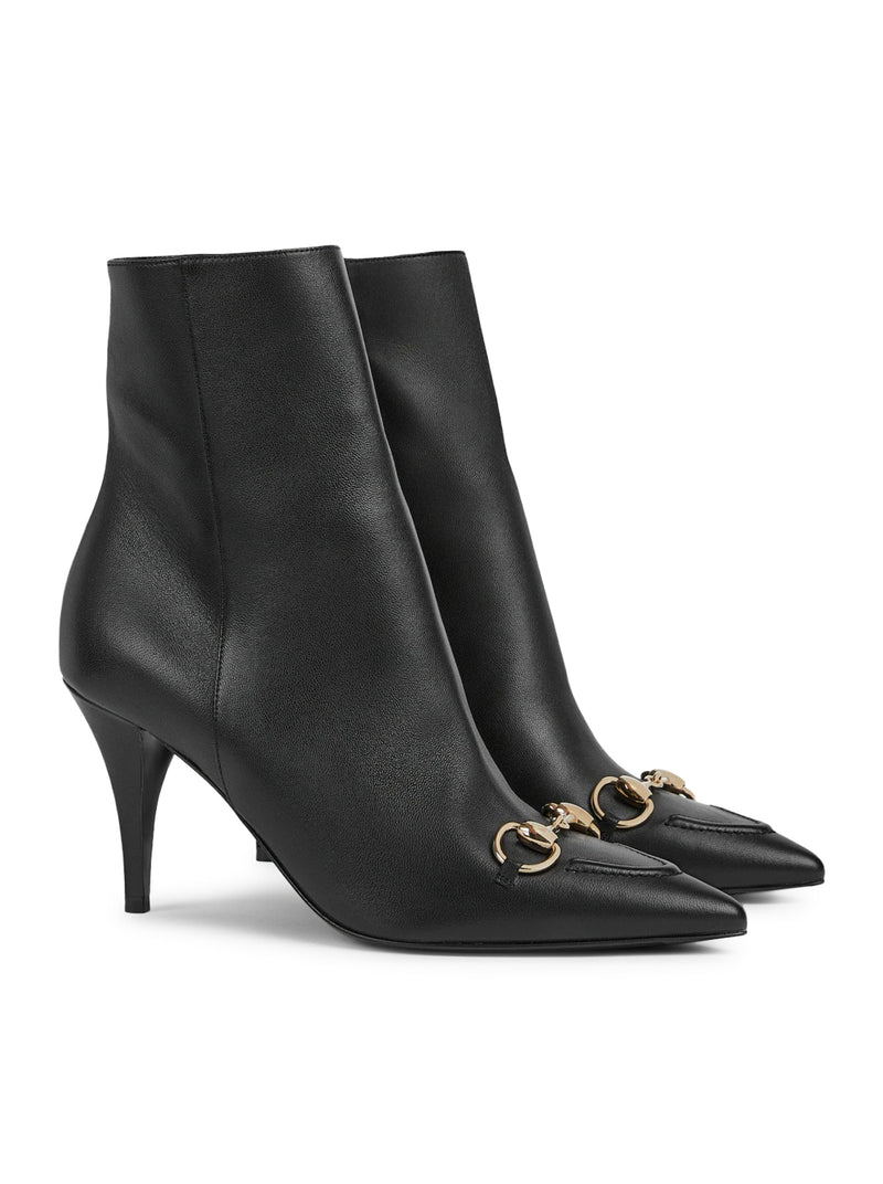 LEATHER ANKLE BOOTS WITH HORSEPIECE