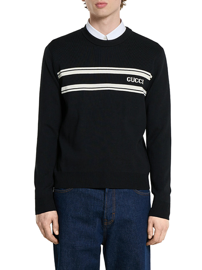 SILK AND COTTON SWEATER WITH INTARSIA