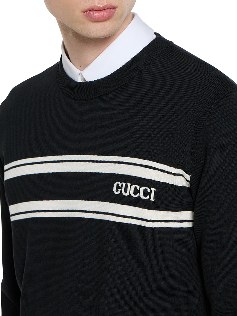 SILK AND COTTON SWEATER WITH INTARSIA