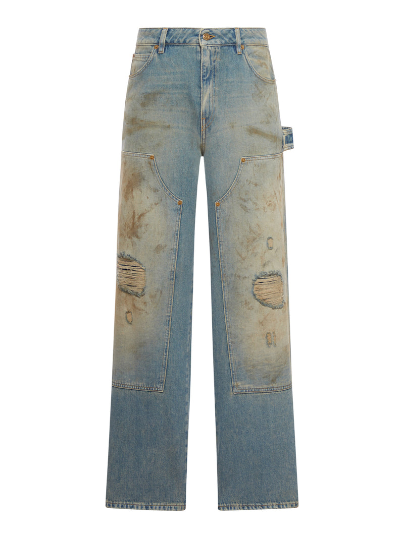 SAND WASH JEANS WITH A DISTRESSED EFFECT