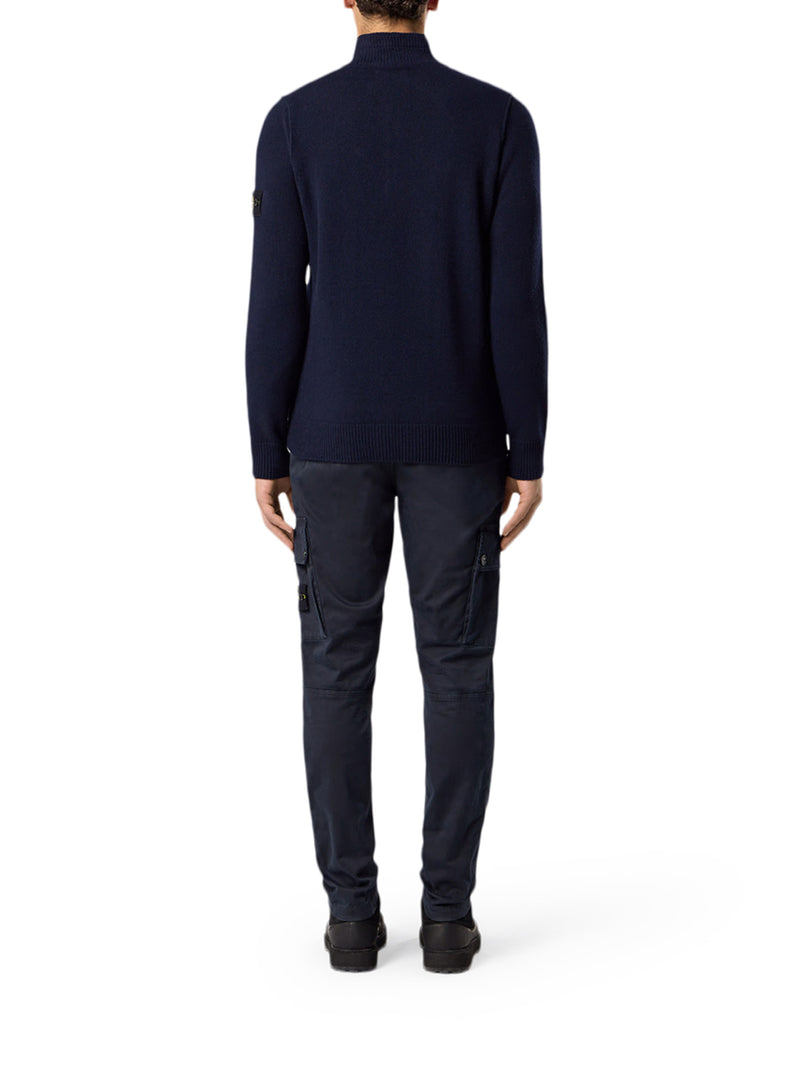 SWEATER WITH SHORT ZIP AND FELT DETAILS