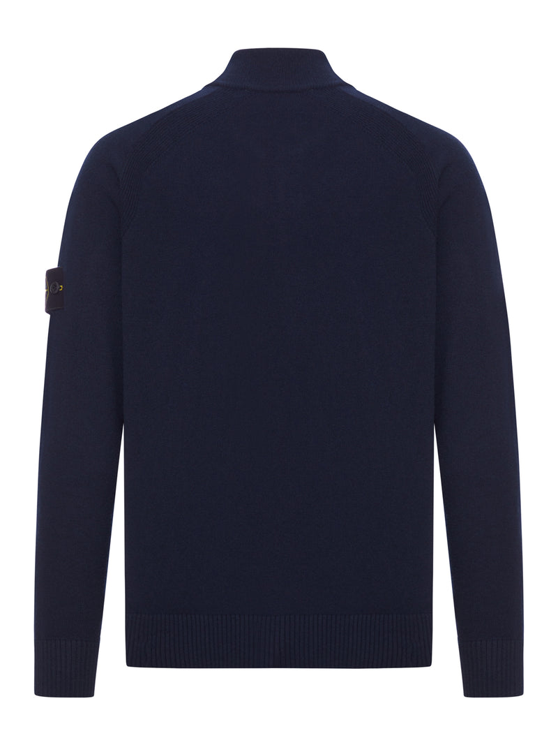 WOOL SWEATER WITH ZIP AND LOGO