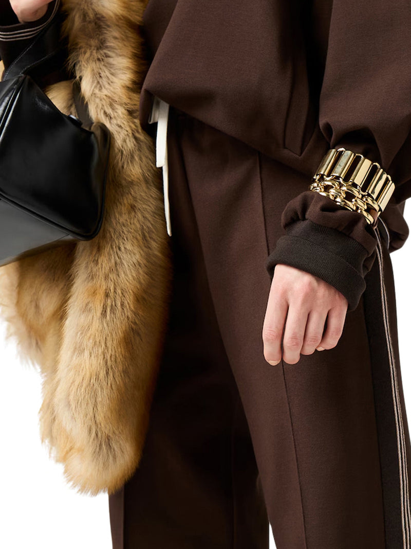 KNIT TROUSERS WITH FABRIC STITCH