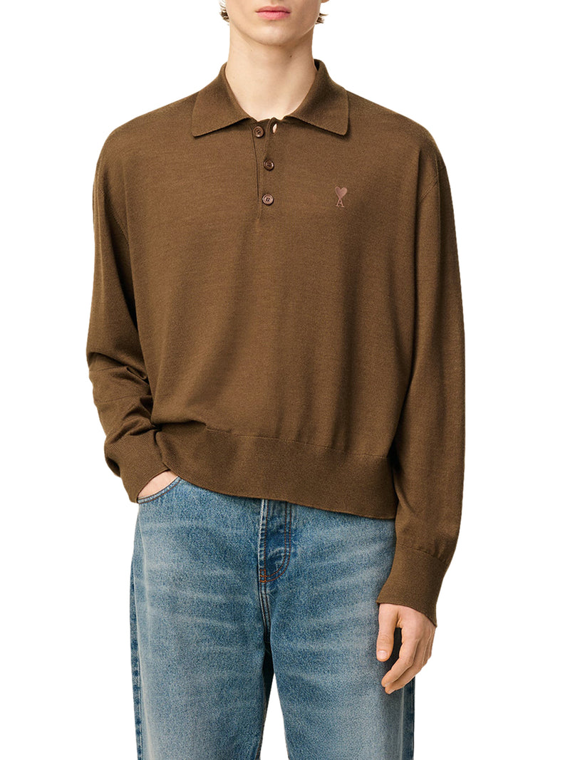 AMI DE COEUR POLO IN EXTRAFINE WOOL AND SILK