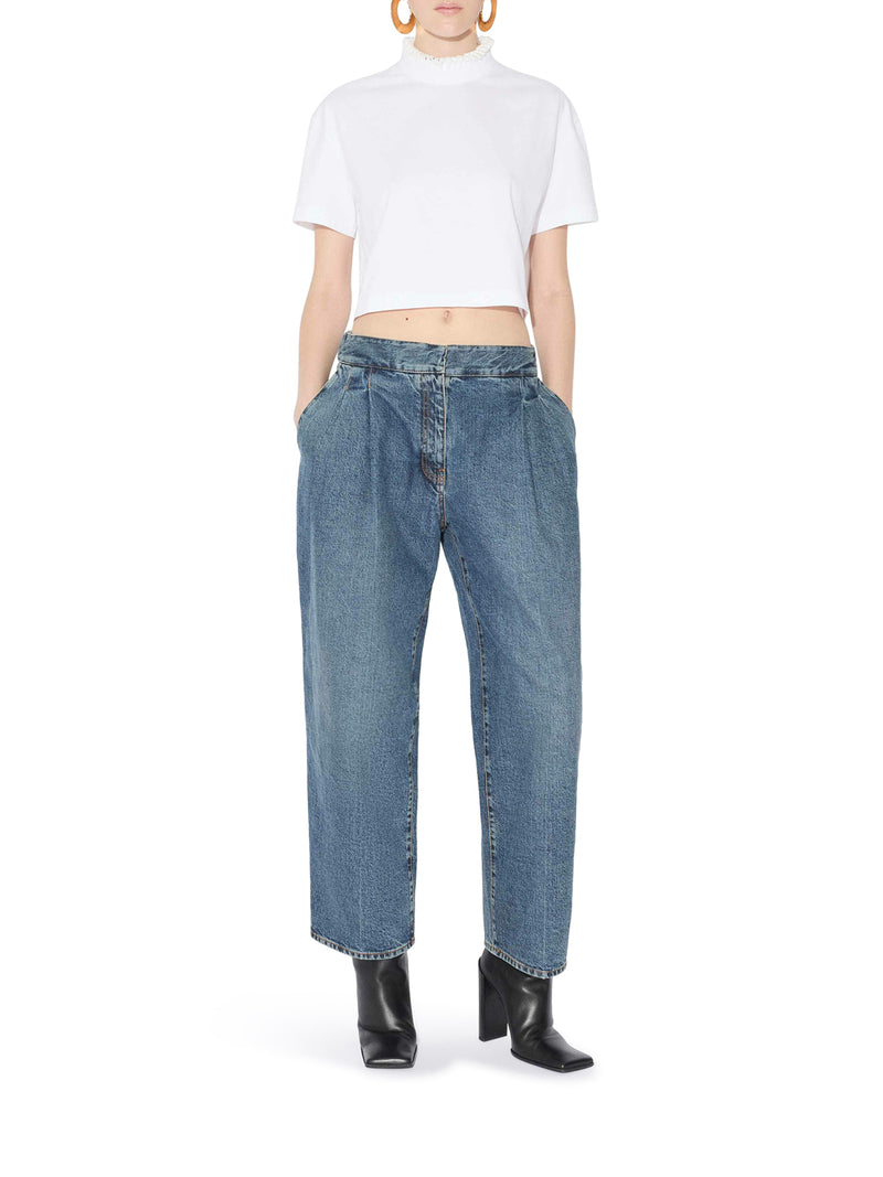 CROPPED COTTON JERSEY T-SHIRT