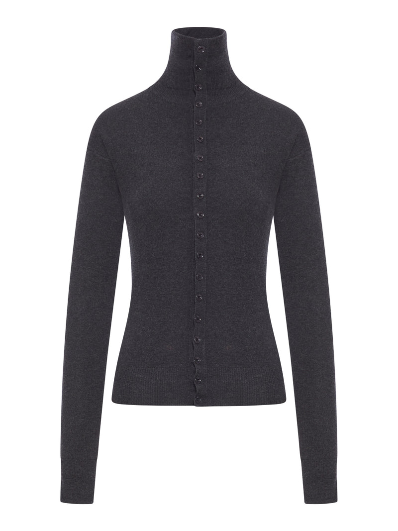 FINE WOOL BUTTONED CARDIGAN