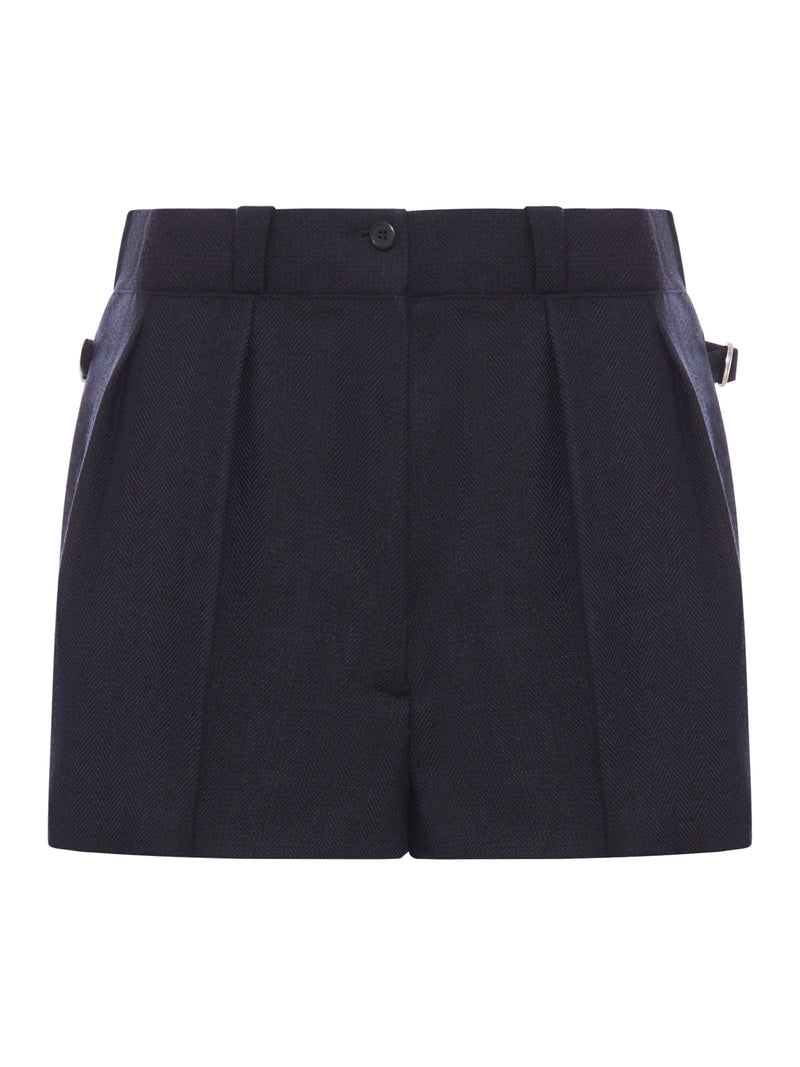 CHEVRON WOOL SHORTS
