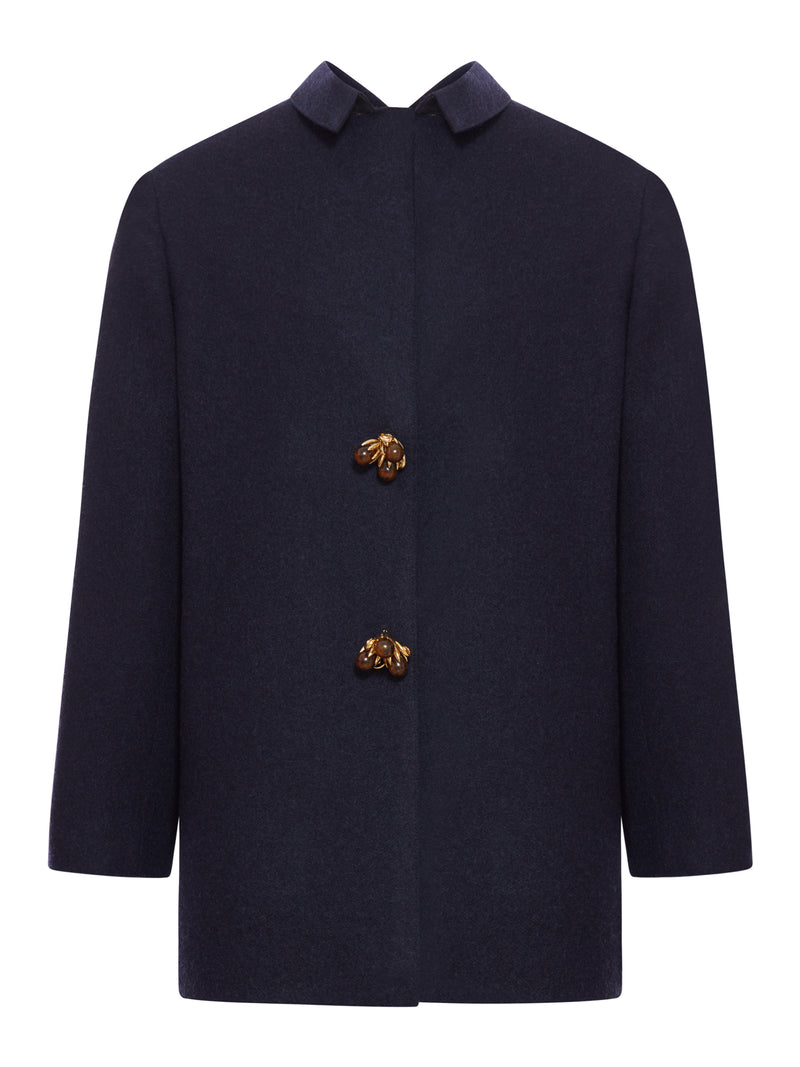 SHETLAND WOOL JACKET WITH JEWEL BUTTONS