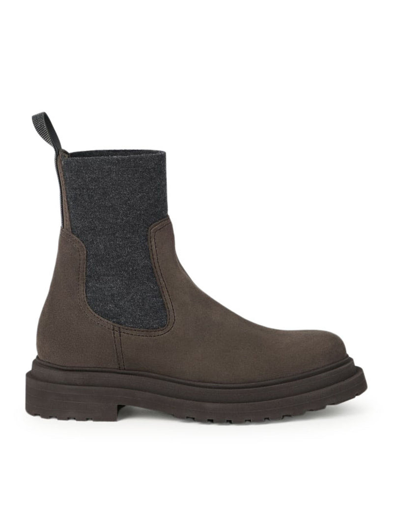 SUEDE BOOT WITH MESH INSERT