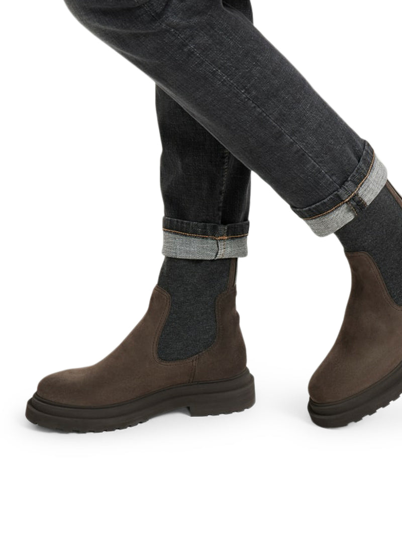SUEDE BOOT WITH MESH INSERT