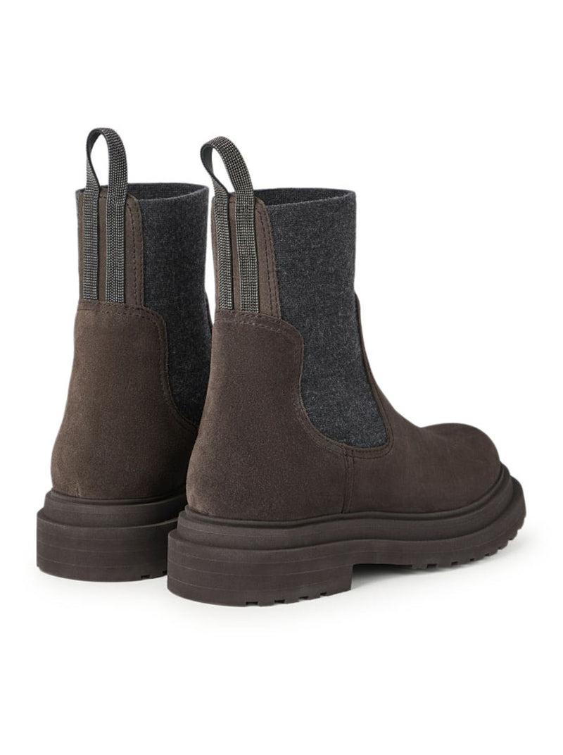 SUEDE BOOT WITH MESH INSERT