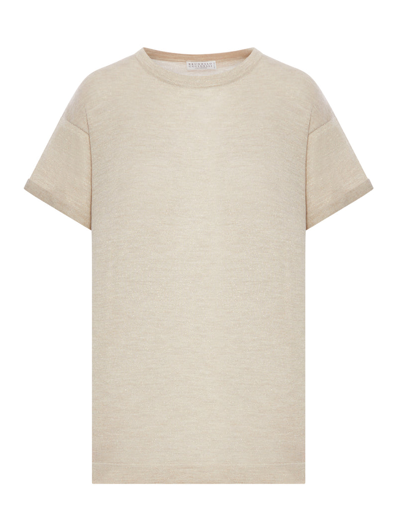 LIGHTWEIGHT CASHMERE AND SILK SWEATER WITH LUREX INSERTS