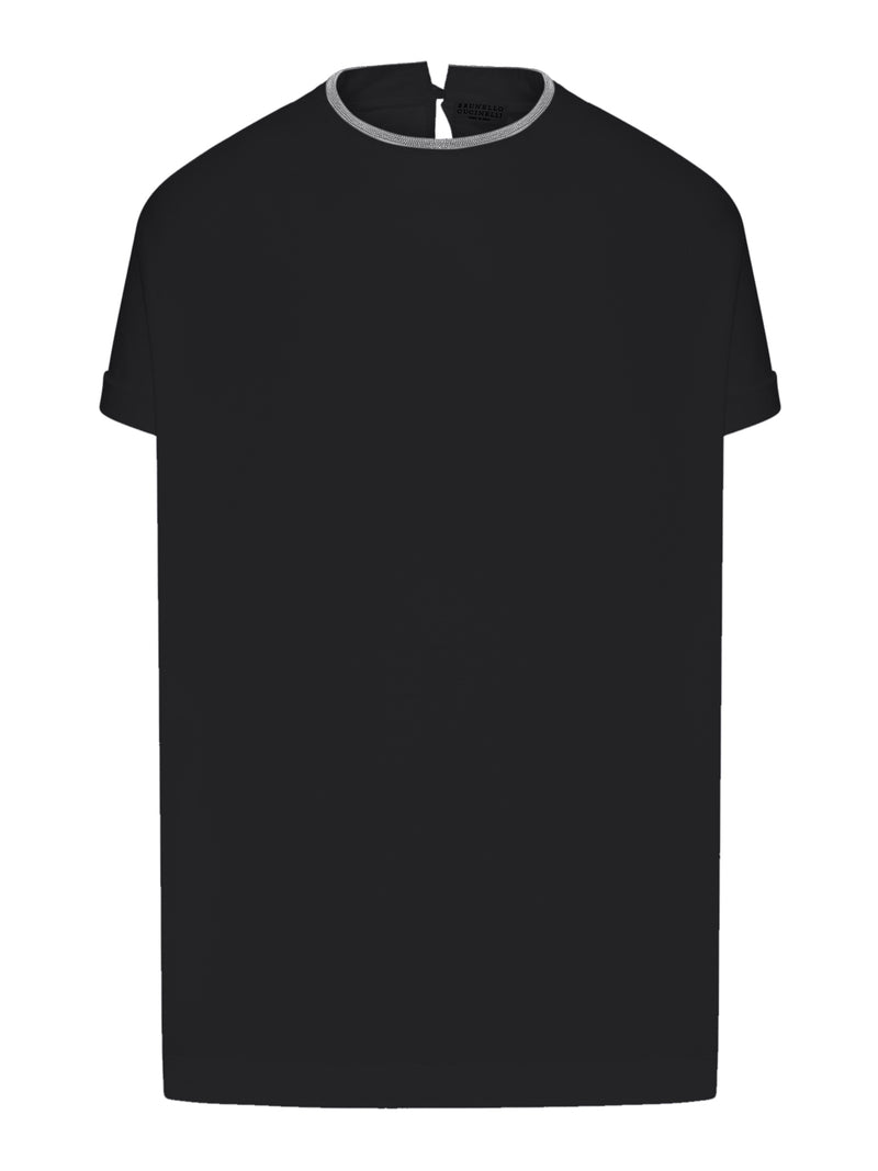 JERSEY T-SHIRT WITH PRECIOUS FAUX LAYERING