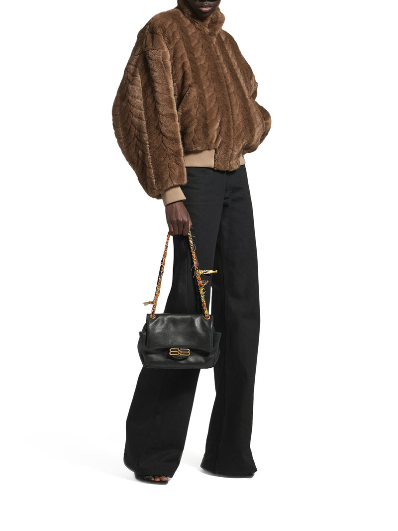 CROPPED JACKET WITH RAISED CABLE PATTERN