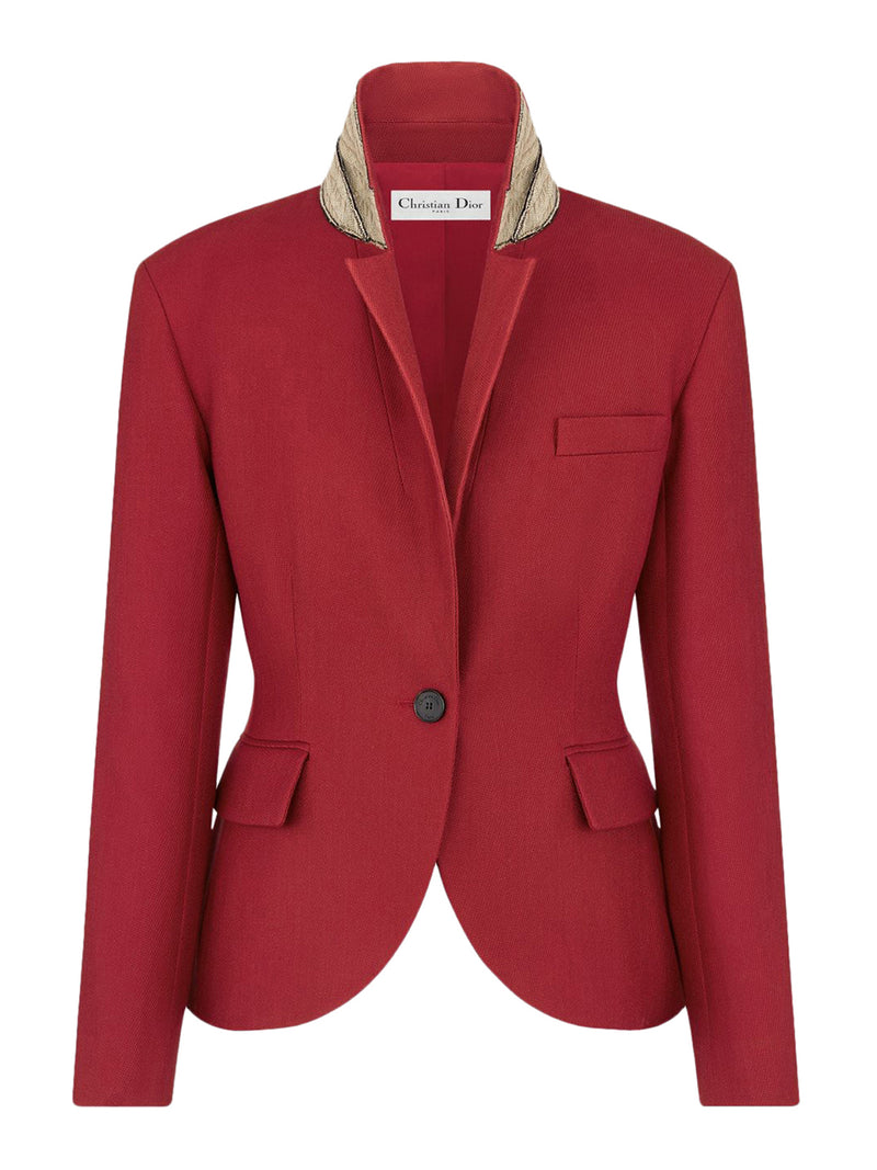 FITTED JACKET IN GRAIN DE POUDRE VIRGIN WOOL AND SILK