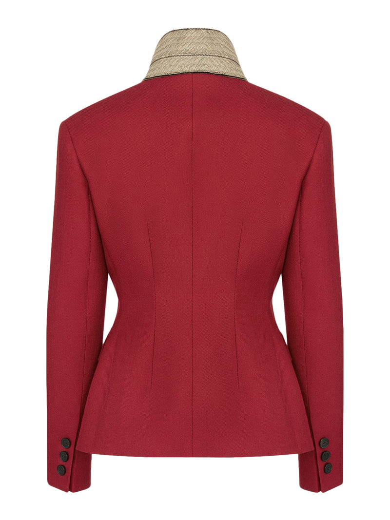 FITTED JACKET IN GRAIN DE POUDRE VIRGIN WOOL AND SILK