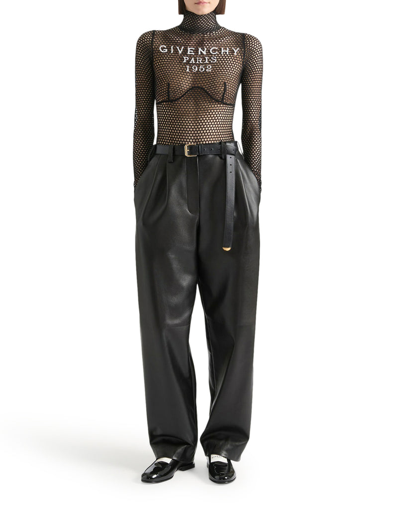 MESH BODYSUIT WITH EMBROIDERED LOGO