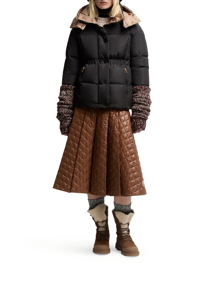 SHORT DOWN JACKET WITH HOOD AND CHECKED QUILTING AGNEUX