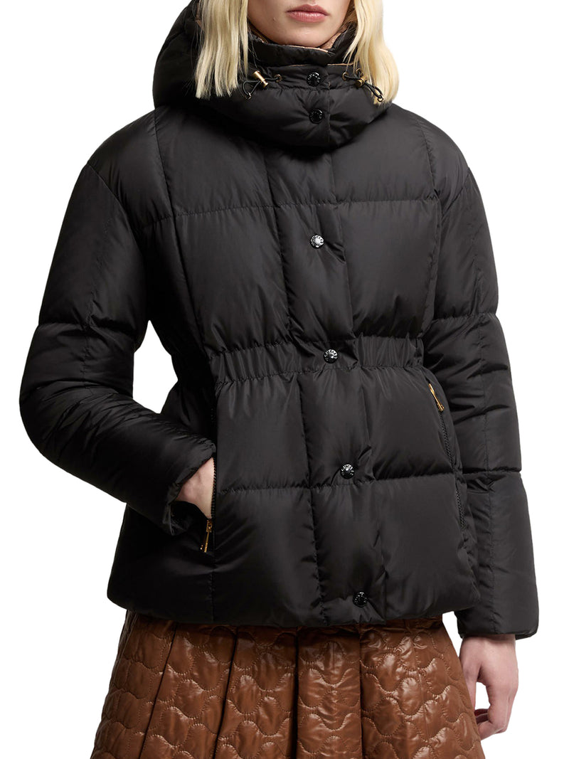 SHORT DOWN JACKET WITH HOOD AND CHECKED QUILTING AGNEUX