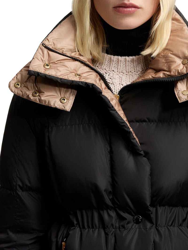 SHORT DOWN JACKET WITH HOOD AND CHECKED QUILTING AGNEUX