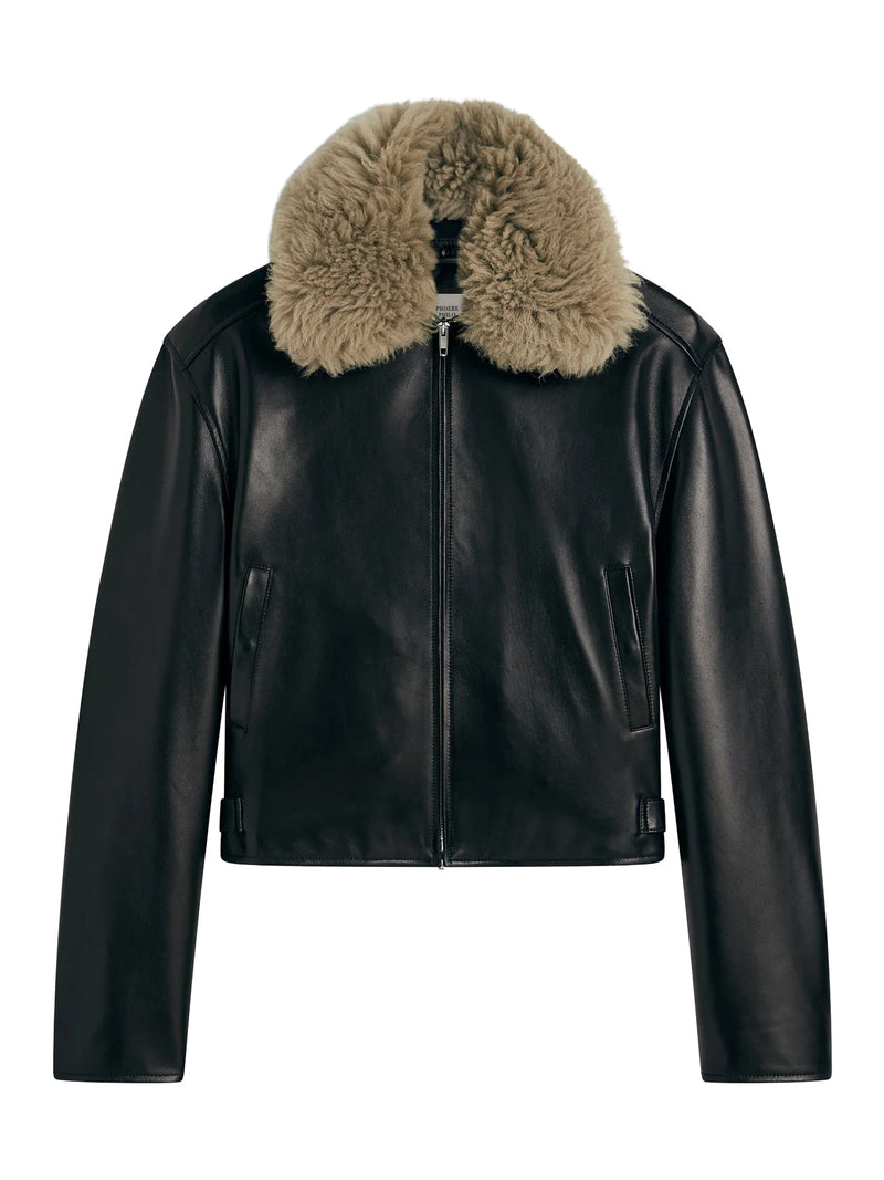 SHORT LEATHER AVIATOR JACKET