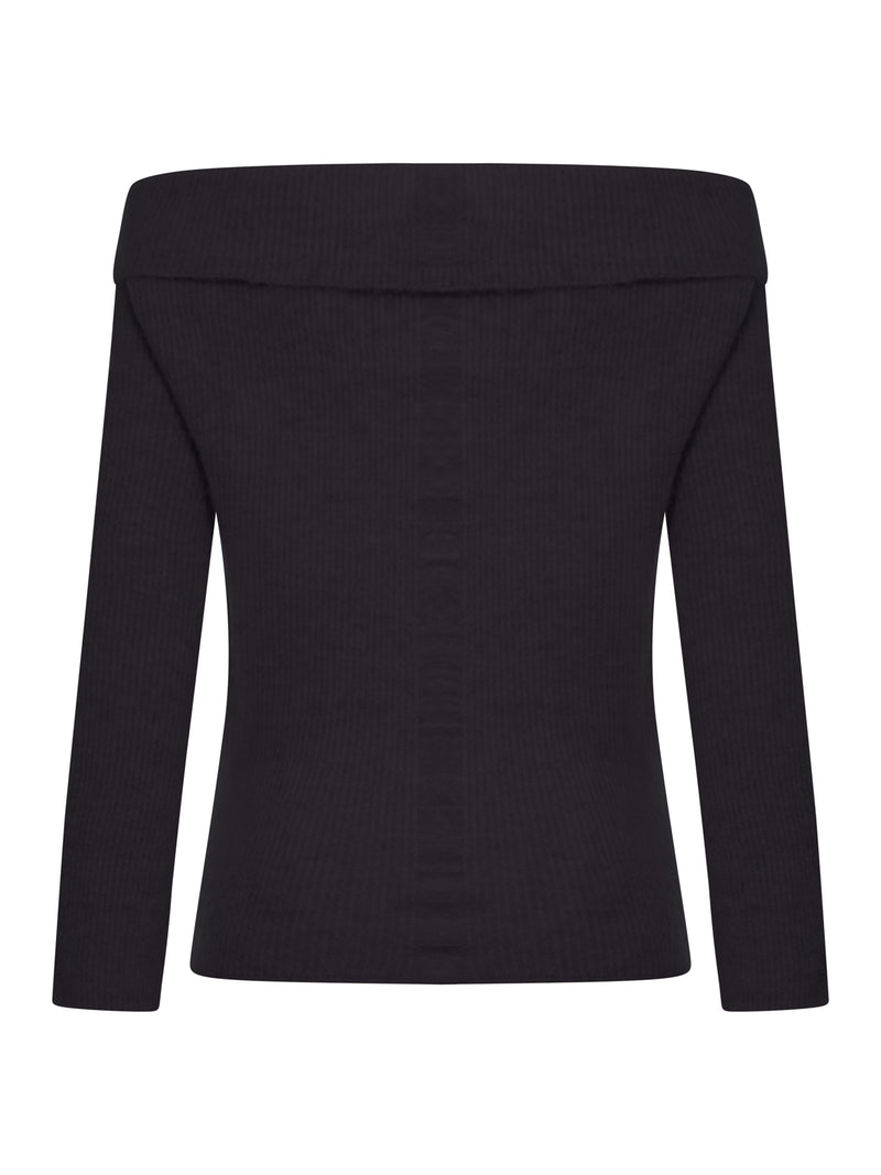 RIBBED SWEATER WITH OFF-THE-SHOULDER