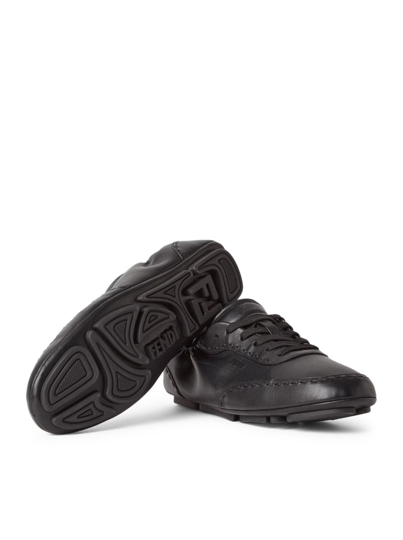 FENDI FIT LOW-TOP SNEAKERS IN BLACK LEATHER