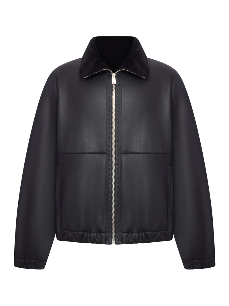 BLACK SHEEPSKIN BLOUSON