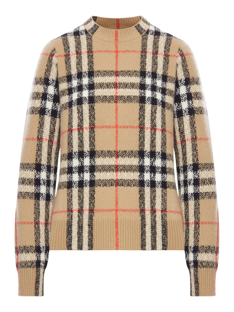 CHECKED WOOL AND CASHMERE SWEATER