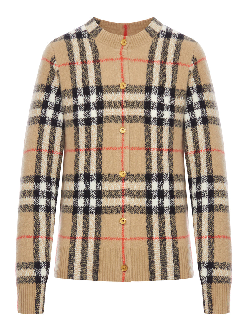 WOOL AND CASHMERE CHECK CARDIGAN