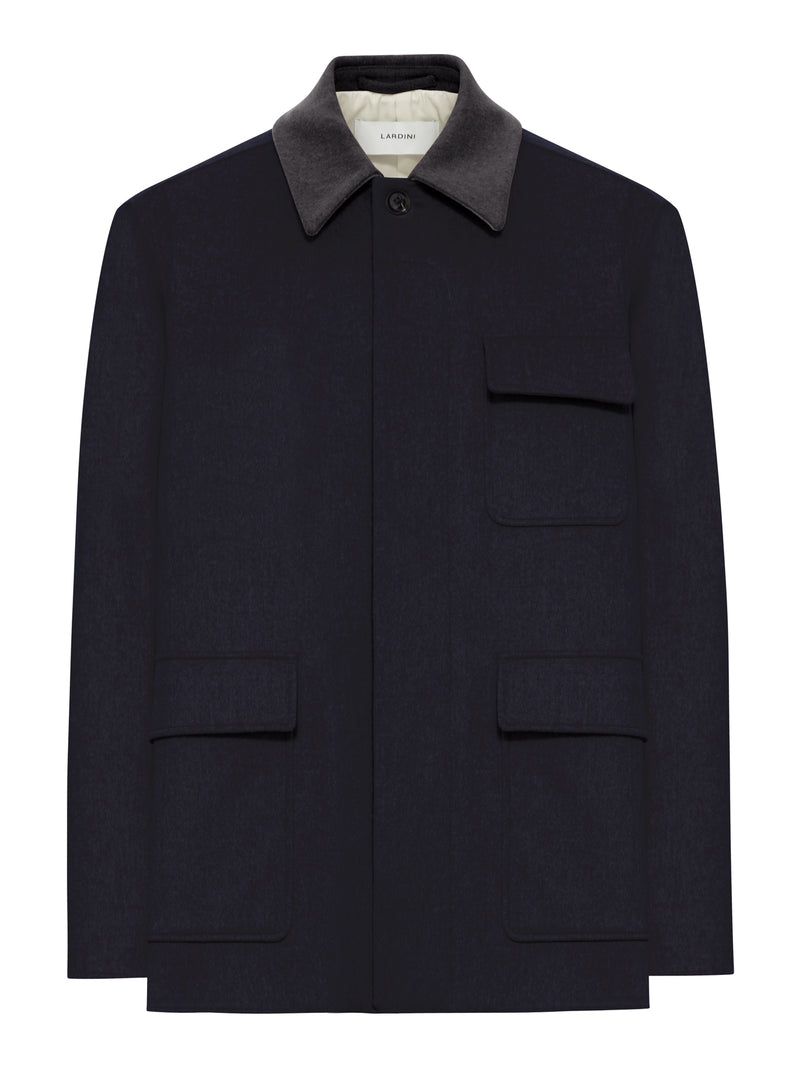 LORO PIANA CAPOLAVORO WOOL JACKET WITH CONTRASTING COLLAR
