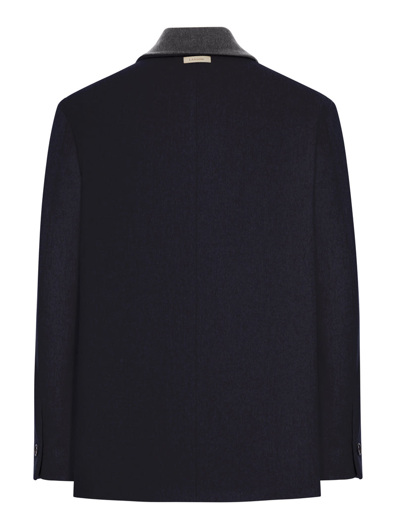LORO PIANA CAPOLAVORO WOOL JACKET WITH CONTRASTING COLLAR