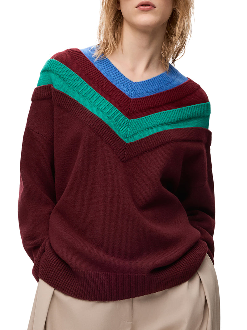 WOOL SWEATER WITH LAYERED CONSTRUCTION