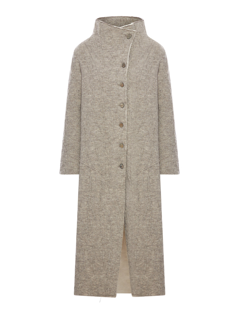 LONG SLIM FIT COAT IN BOILED WOOL KNIT