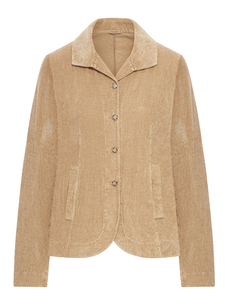 FLARED VELVET RIBBED JACKET