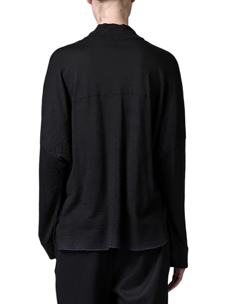 OVERSIZED POLO SHIRT IN WOOL JERSEY WITH BOILED WOOL INSERTS