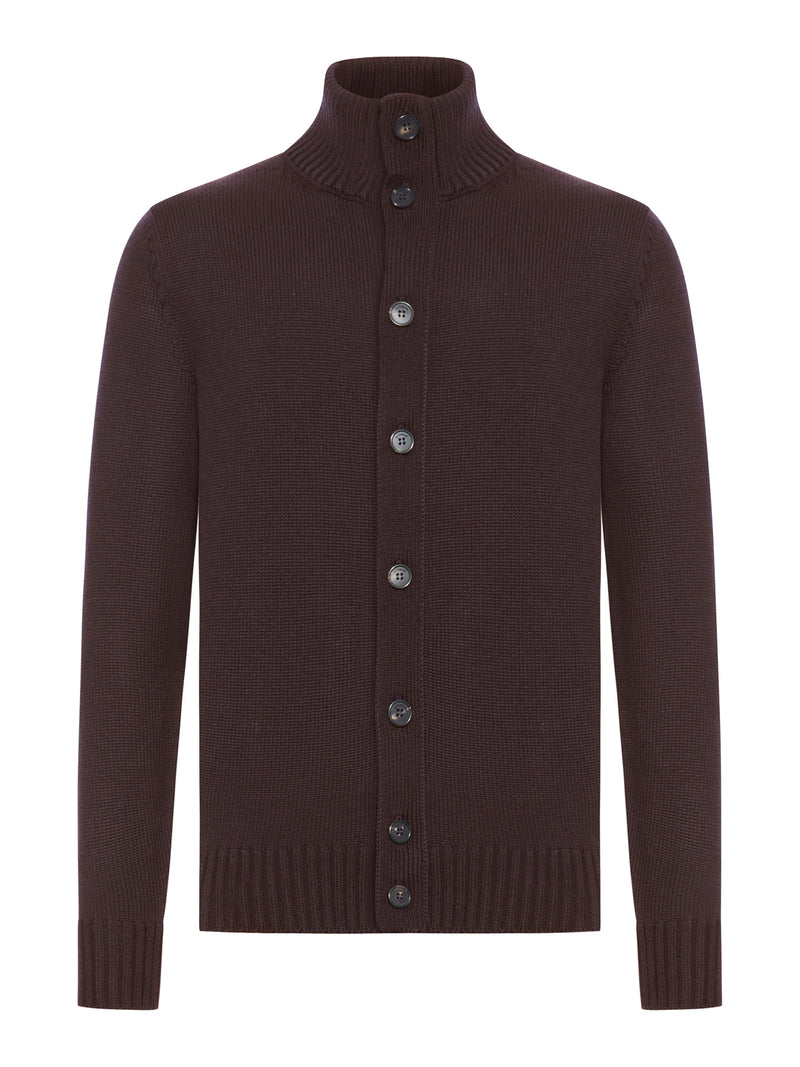 WOOL HIGH NECK CARDIGAN