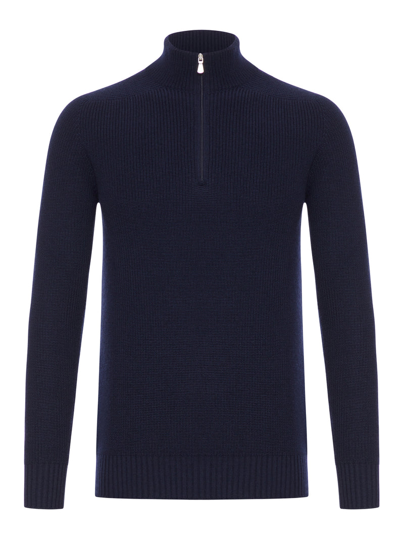 WOOL TURTLENECK SWEATER WITH ZIP