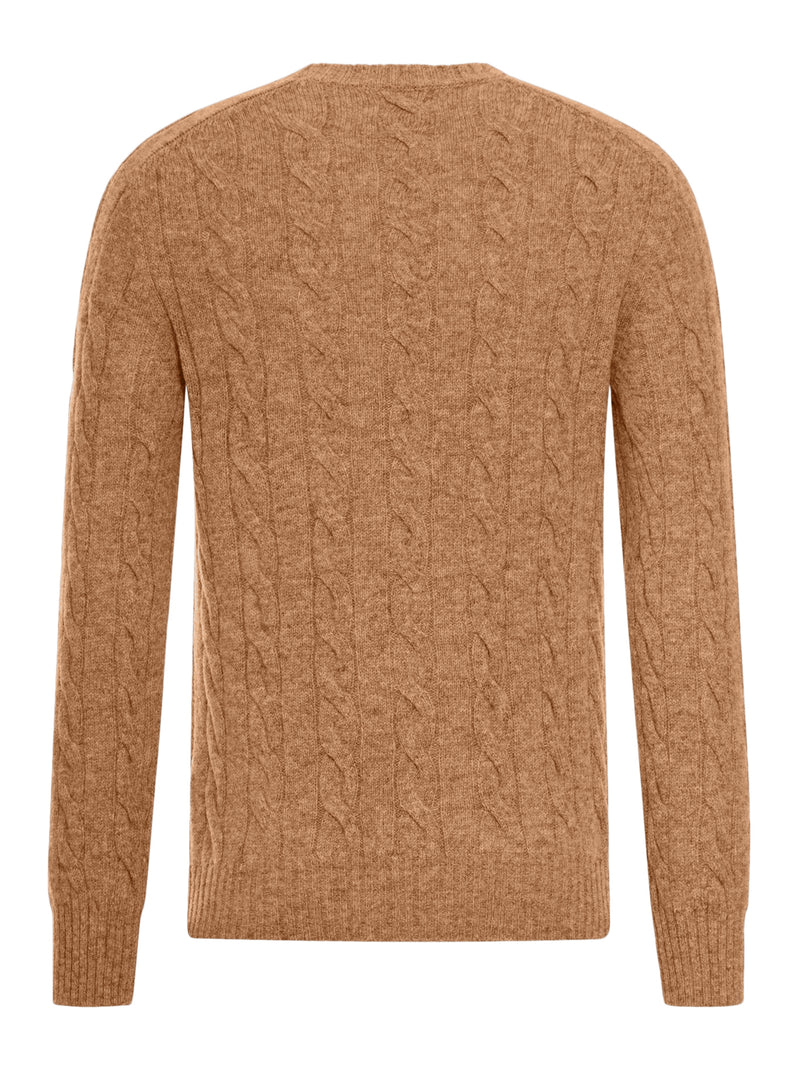 CABLE-KNIT WOOL CREW NECK