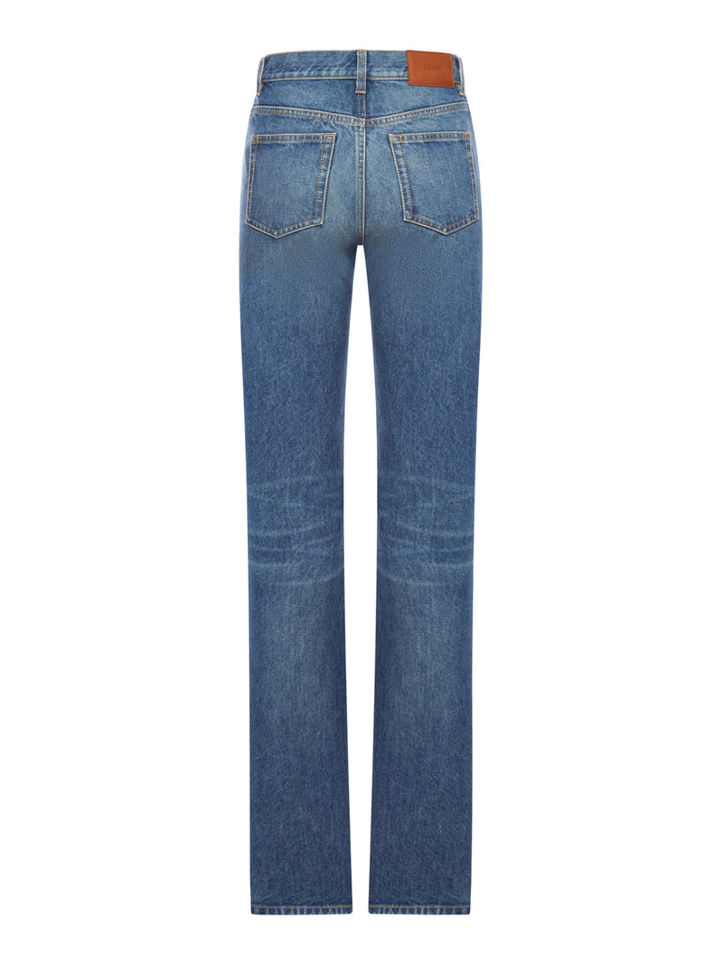 WASHED COTTON DENIM JEANS