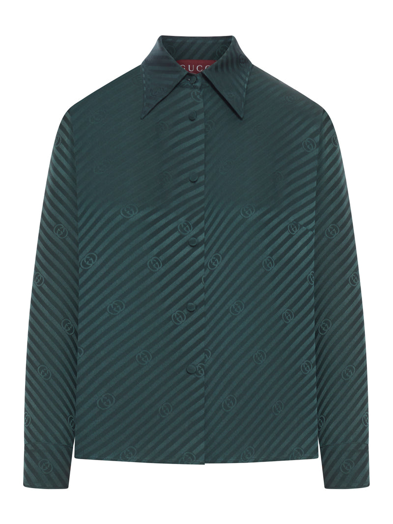 JACQUARD SILK SHIRT WITH GG CROSS