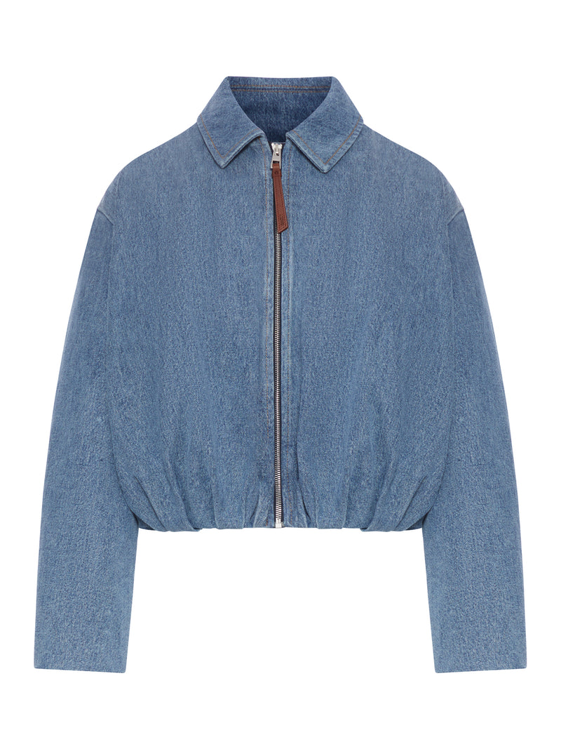 DRAPED DENIM JACKET
