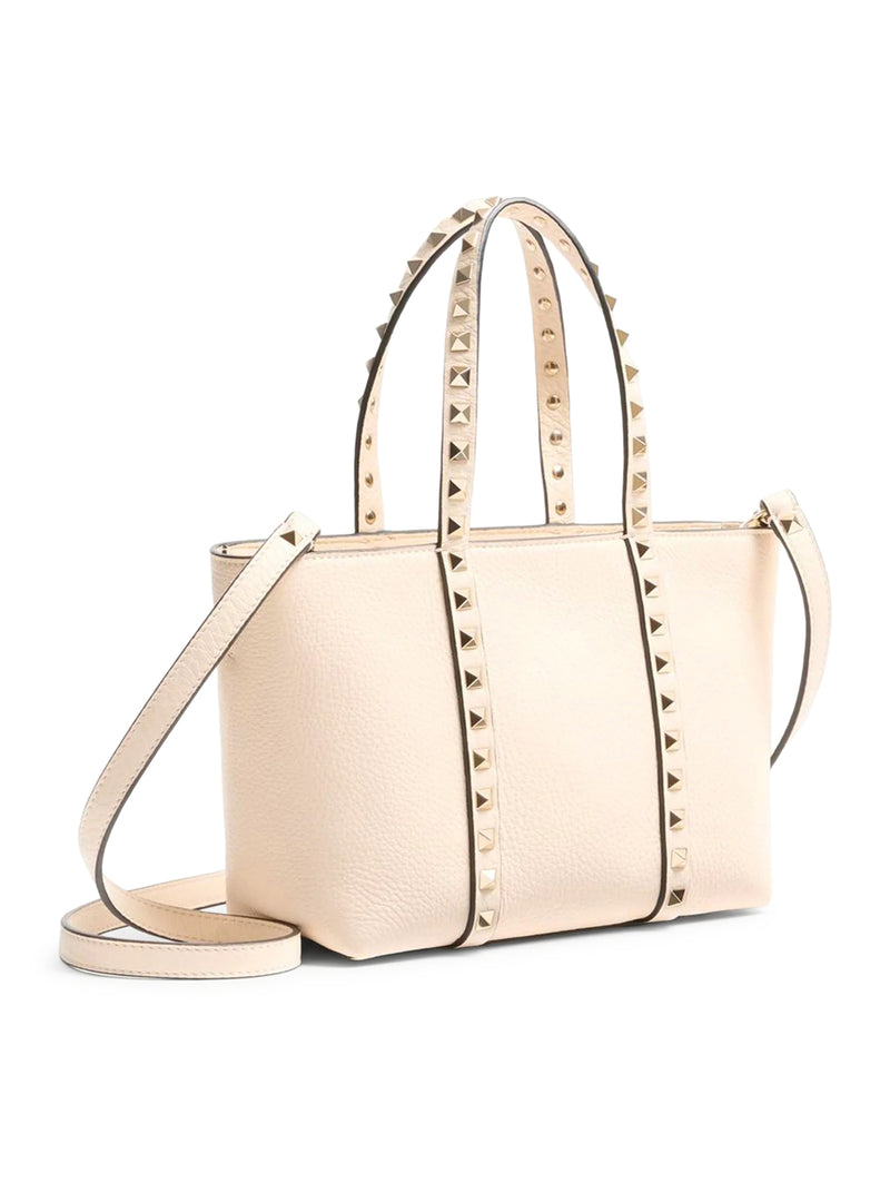 ROCKSTUD MINI TOTE IN HAMMERED LEATHER