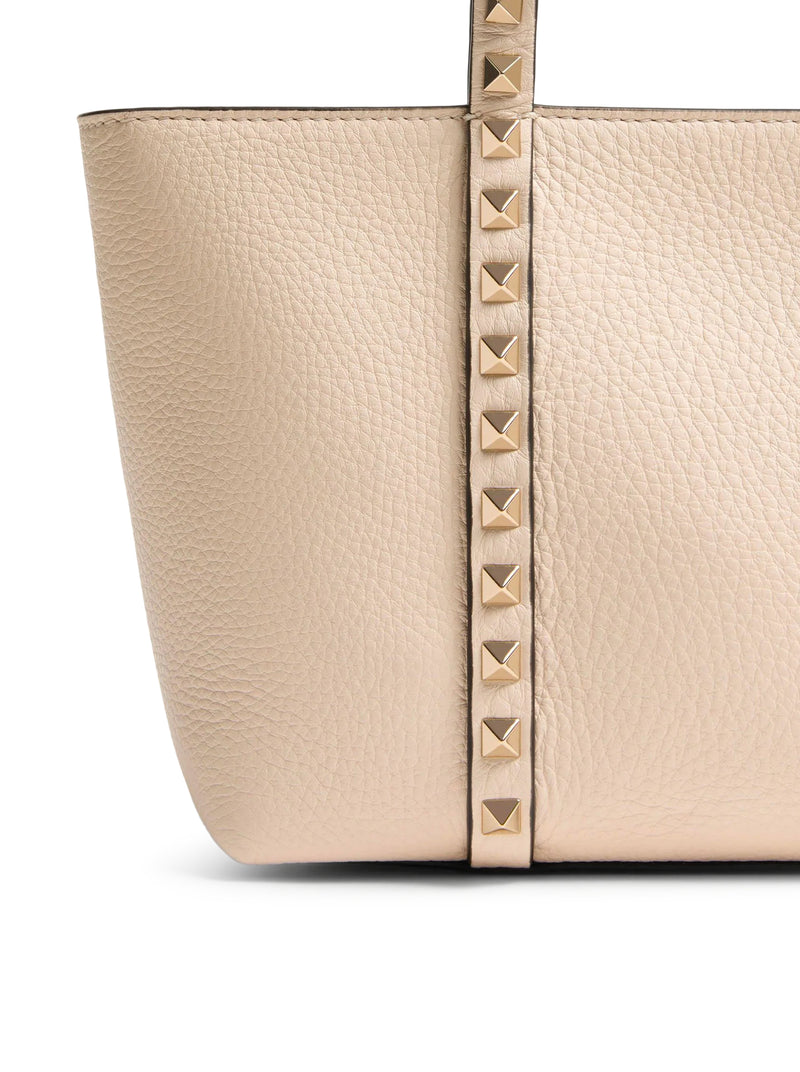 ROCKSTUD MINI TOTE IN HAMMERED LEATHER