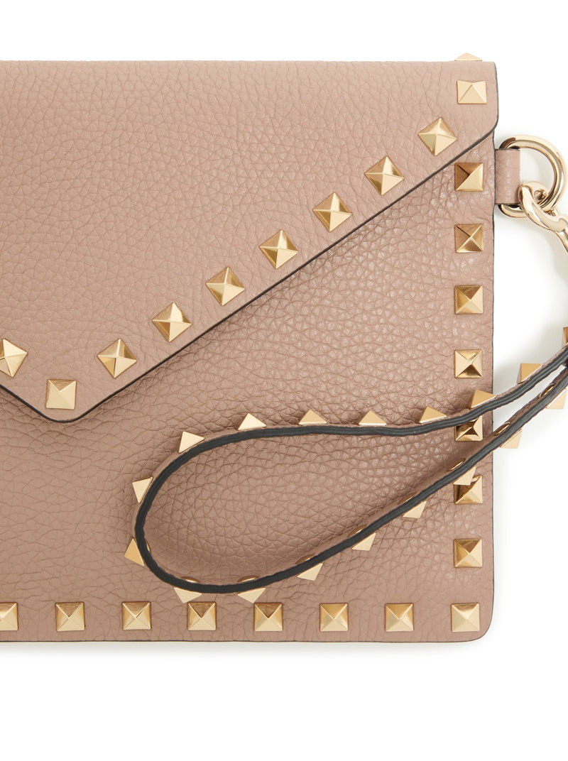 ROCKSTUD POUCH IN GARNET CALFSKIN